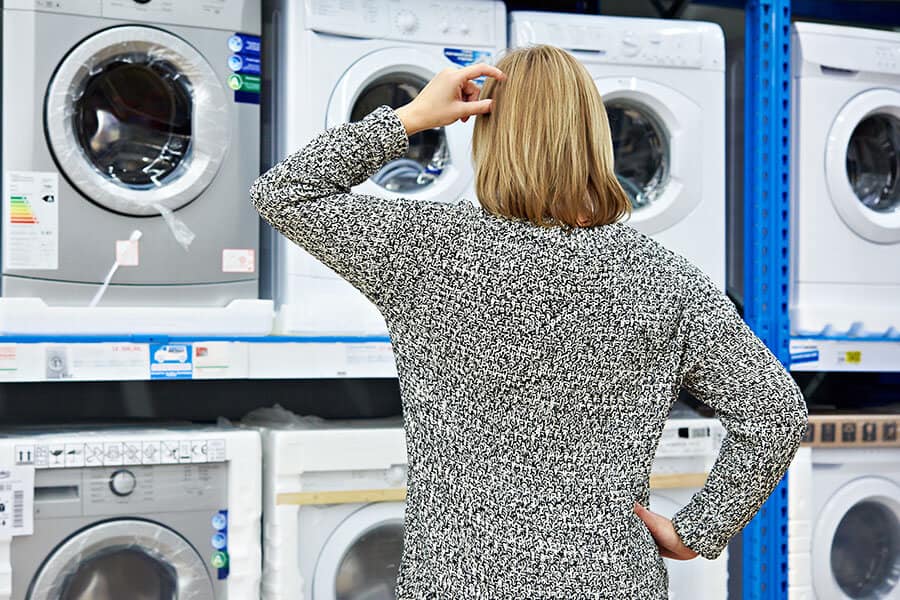Woman chooses washing machine