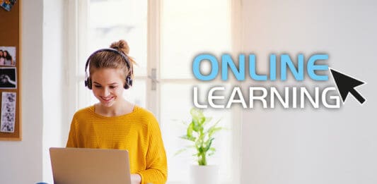 A student studying an online course