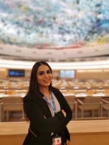  Rez at the United Nations in Geneva in 2018 as a global speaker for the High Commissioner's Dialogue on Protection Challenges