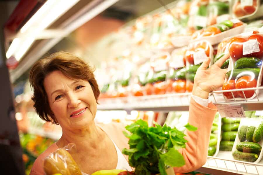 Woman shopping healthy food
