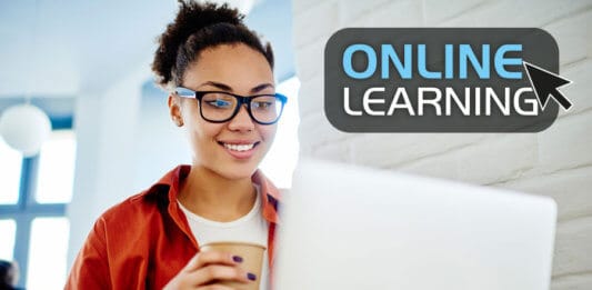 Student watching online course